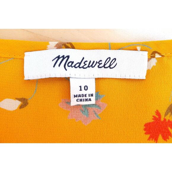 MADEWELL Silk Wrap Cami V-Neck Top in Painted Carnations Tassel Tie Waist 10 $88 - Picture 4 of 7